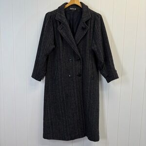 Vintage Jofeld Women 80s 90s Double Breasted Herringbone Winter Coat Size L USA